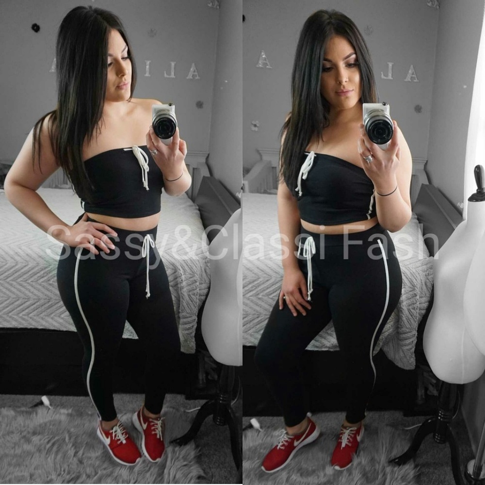 2 piece pant set black